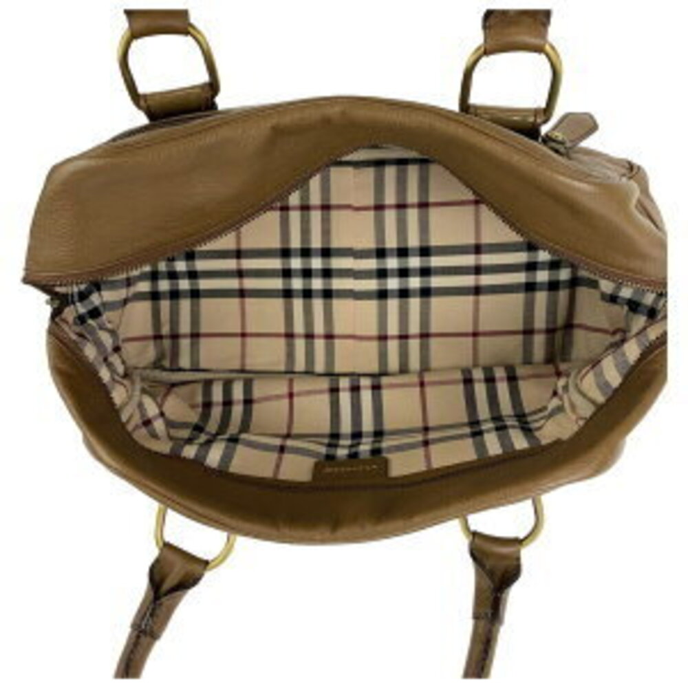 Burberry check Khaki Green brown leather handbag shoulder bag - Picture 6 of 10